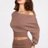 Quinn Modal Off-Shoulder Long-Sleeve Top i Mocha Quinn Modal Off-Shoulder Long-Sleeve Top i Mocha