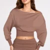 Quinn Modal Off-Shoulder Long-Sleeve Top i Mocha Quinn Modal Off-Shoulder Long-Sleeve Top i Mocha