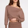 Quinn Modal Off-Shoulder Long-Sleeve Top i Mocha Quinn Modal Off-Shoulder Long-Sleeve Top i Mocha