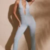 Ramona Petite Jumpsuit med utsmyckad djup urringning i Aqua Ramona Petite Jumpsuit med utsmyckad djup urringning i Aqua
