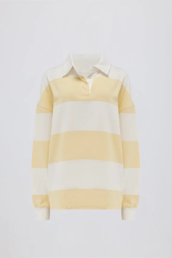 Randig oversized långärmad T-shirt i citrongul Randig oversized långärmad T-shirt i citrongul