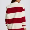 Randig oversized långärmad T-shirt i mörkrött Randig oversized långärmad T-shirt i mörkrött