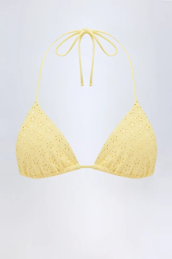 Recife Broderie Anglaise Triangel-bikinitopp i citrongult Recife Broderie Anglaise Triangel-bikinitopp i citrongult