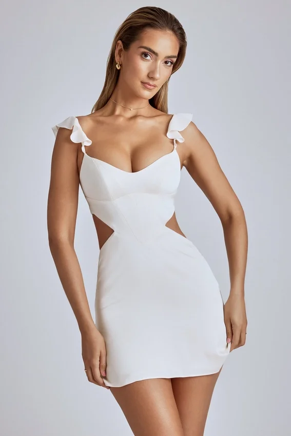 Rialta Cut Out Satin Miniklänning i Ivory Rialta Cut Out Satin Miniklänning i Ivory