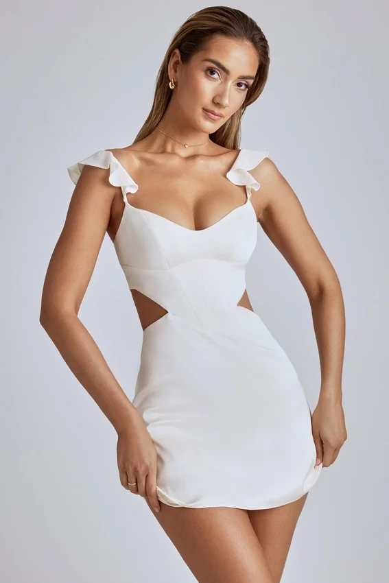 Rialta Cut Out Satin Miniklänning i Ivory Rialta Cut Out Satin Miniklänning i Ivory