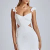 Rialta Cut Out Satin Miniklänning i Ivory Rialta Cut Out Satin Miniklänning i Ivory