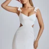 Rialta Cut Out Satin Miniklänning i Ivory Rialta Cut Out Satin Miniklänning i Ivory