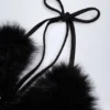 Riana bralette i triangulär form av fuskpäls i svart Riana bralette i triangulär form av fuskpäls i svart