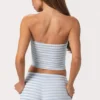 Ribbad jersey-bandeau-top i blå rand Ribbad jersey-bandeau-top i blå rand