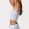 Ribbad jersey-bandeau-top i blå rand Ribbad jersey-bandeau-top i blå rand