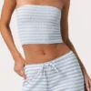 Ribbad jersey-bandeau-top i blå rand Ribbad jersey-bandeau-top i blå rand
