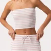 Ribbad jersey-bandeau-top i rosa randigt Ribbad jersey-bandeau-top i rosa randigt