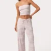 Ribbad jersey-bandeau-top i rosa randigt Ribbad jersey-bandeau-top i rosa randigt