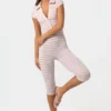 Ribbad jersey-capri-Jumpsuit i rosa randigt Ribbad jersey-capri-Jumpsuit i rosa randigt