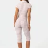 Ribbad jersey-capri-Jumpsuit i rosa randigt Ribbad jersey-capri-Jumpsuit i rosa randigt