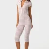 Ribbad jersey-capri-Jumpsuit i rosa randigt Ribbad jersey-capri-Jumpsuit i rosa randigt