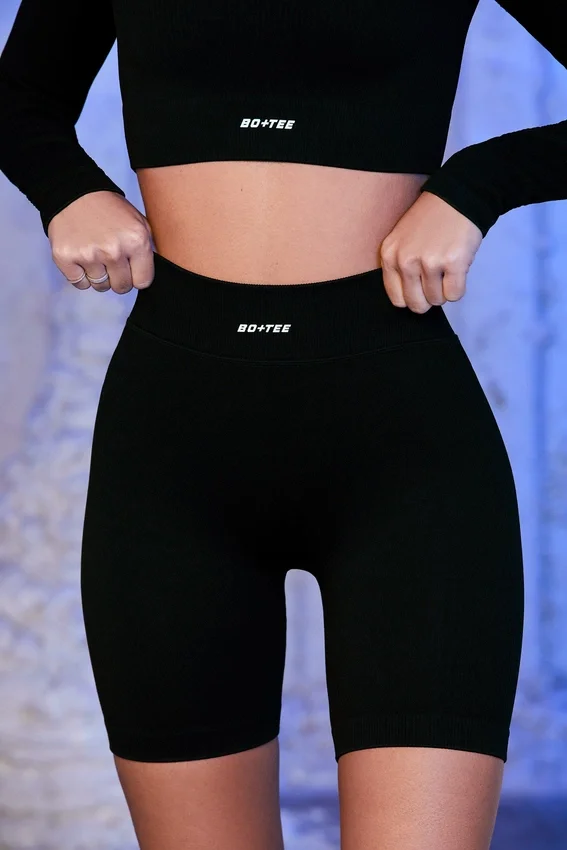 Ribbade bikershorts i svart Ribbade bikershorts i svart