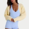 Ribbstickad kort bolero i citrongult Ribbstickad kort bolero i citrongult