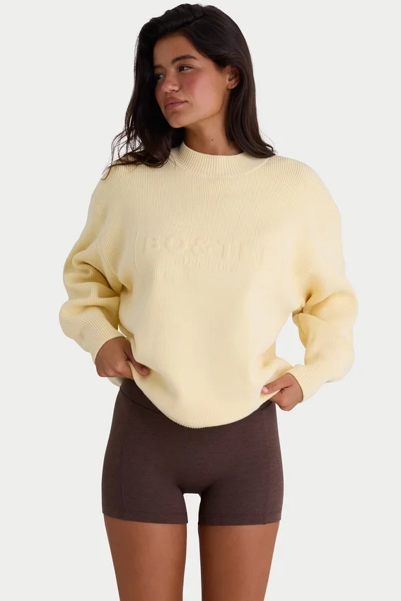 Ribbstickad oversized-tröja i citrongult Ribbstickad oversized-tröja i citrongult