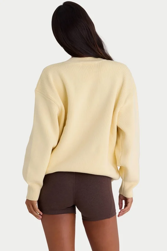 Ribbstickad oversized-tröja i citrongult Ribbstickad oversized-tröja i citrongult