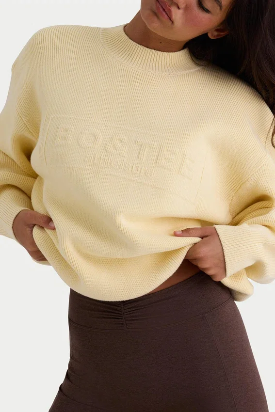 Ribbstickad oversized-tröja i citrongult Ribbstickad oversized-tröja i citrongult