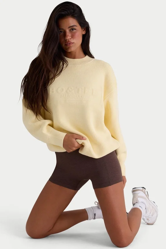 Ribbstickad oversized-tröja i citrongult Ribbstickad oversized-tröja i citrongult