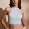 River Embellished Racer Neck Open Back Crop Top i Aqua River Embellished Racer Neck Open Back Crop Top i Aqua