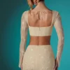 Romy Embellished Lace Bodycon Mini Kjolar i Ivory Romy Embellished Lace Bodycon Mini Kjolar i Ivory