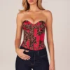 Rose Bandeau Lace-Up Corset Top i rosa leopardmönster Rose Bandeau Lace-Up Corset Top i rosa leopardmönster