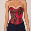 Rose Bandeau Lace-Up Corset Top i rosa leopardmönster Rose Bandeau Lace-Up Corset Top i rosa leopardmönster