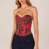 Rose Bandeau Lace-Up Corset Top i rosa leopardmönster Rose Bandeau Lace-Up Corset Top i rosa leopardmönster