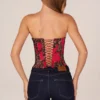 Rose Bandeau Lace-Up Corset Top i rosa leopardmönster Rose Bandeau Lace-Up Corset Top i rosa leopardmönster