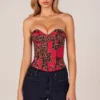 Rose Bandeau Lace-Up Corset Top i rosa leopardmönster Rose Bandeau Lace-Up Corset Top i rosa leopardmönster