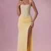 Rosina Mesh Draped Bridesmaid Klänning i Butter Yellow Rosina Mesh Draped Bridesmaid Klänning i Butter Yellow