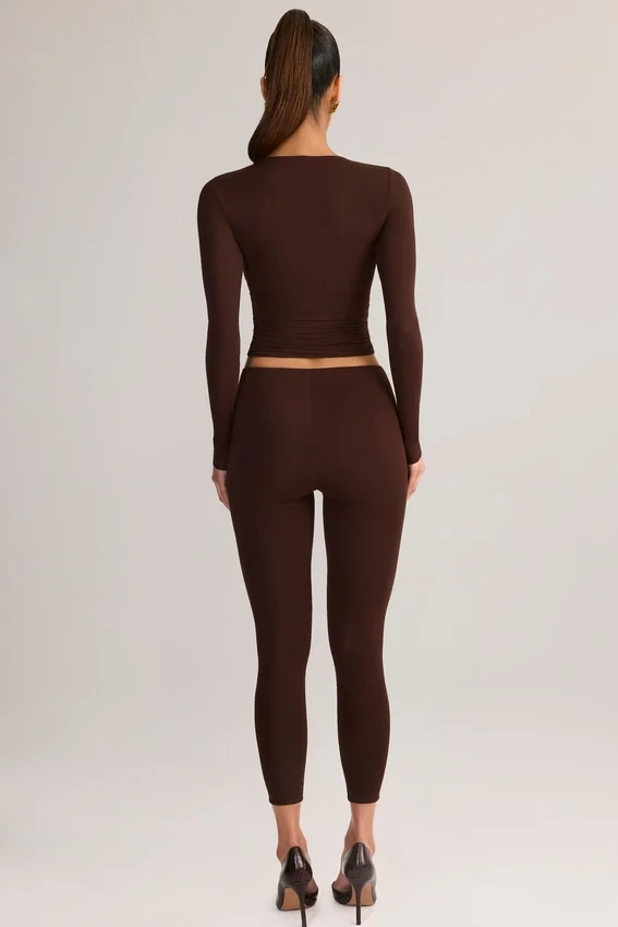 Roux Modal Mid-Rise Cropped Leggings i chokladbrunt Roux Modal Mid-Rise Cropped Leggings i chokladbrunt