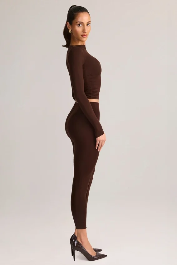 Roux Modal Mid-Rise Cropped Leggings i chokladbrunt Roux Modal Mid-Rise Cropped Leggings i chokladbrunt