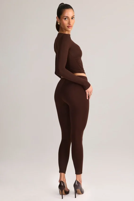 Roux Modal Mid-Rise Cropped Leggings i chokladbrunt Roux Modal Mid-Rise Cropped Leggings i chokladbrunt