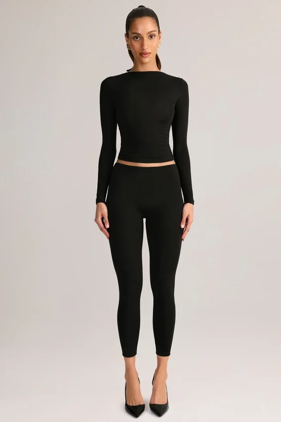 Roux Modal Mid-Rise Cropped Leggings i svart Roux Modal Mid-Rise Cropped Leggings i svart