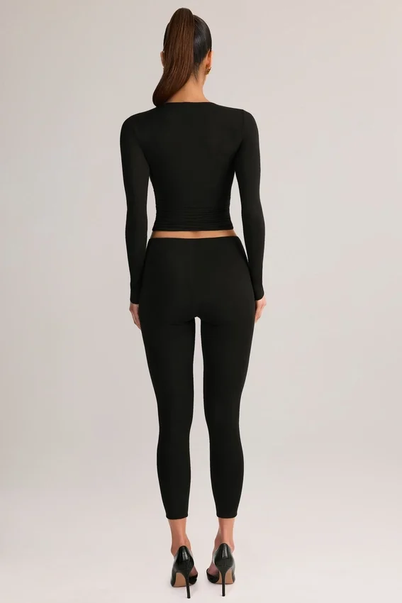 Roux Modal Mid-Rise Cropped Leggings i svart Roux Modal Mid-Rise Cropped Leggings i svart