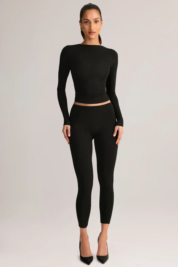 Roux Modal Mid-Rise Cropped Leggings i svart Roux Modal Mid-Rise Cropped Leggings i svart