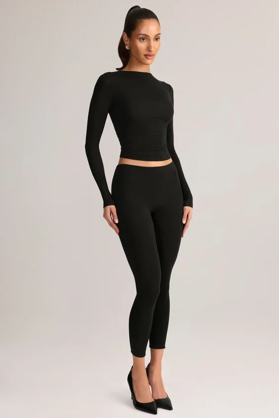Roux Modal Mid-Rise Cropped Leggings i svart Roux Modal Mid-Rise Cropped Leggings i svart