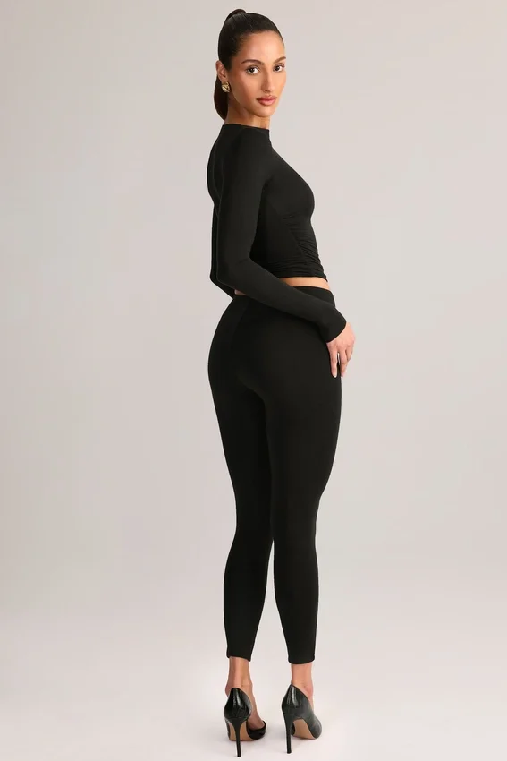 Roux Modal Mid-Rise Cropped Leggings i svart Roux Modal Mid-Rise Cropped Leggings i svart