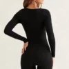 Rue långärmad unitard med fyrkantig halsringning i svart Rue långärmad unitard med fyrkantig halsringning i svart