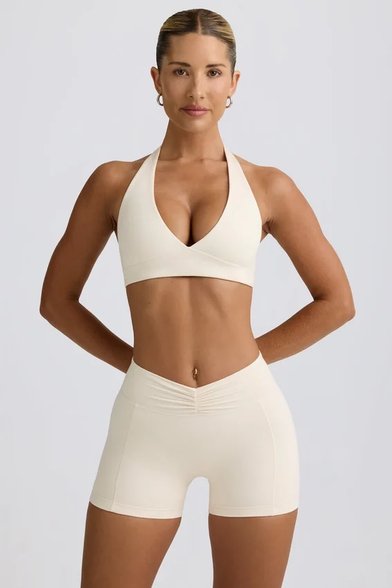 Rynkade minishorts i ivory marl Rynkade minishorts i ivory marl