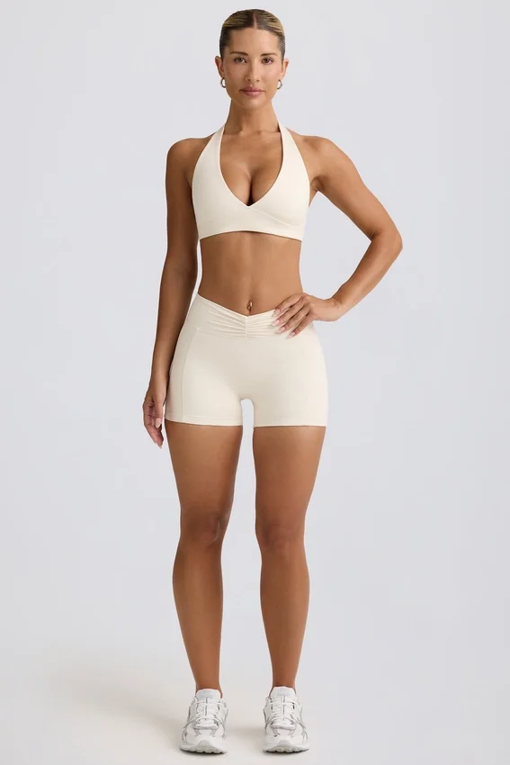 Rynkade minishorts i ivory marl Rynkade minishorts i ivory marl