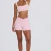 Rynkade minishorts i ljusrosa melerad Rynkade minishorts i ljusrosa melerad