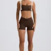 Rynkade minishorts i pecanmarl Rynkade minishorts i pecanmarl