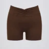 Rynkade minishorts i pecanmarl Rynkade minishorts i pecanmarl