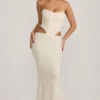 Saphira Embellished Cut-Out Draped Corset Gown i vitt Saphira Embellished Cut-Out Draped Corset Gown i vitt