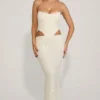 Saphira Embellished Cut-Out Draped Corset Gown i vitt Saphira Embellished Cut-Out Draped Corset Gown i vitt